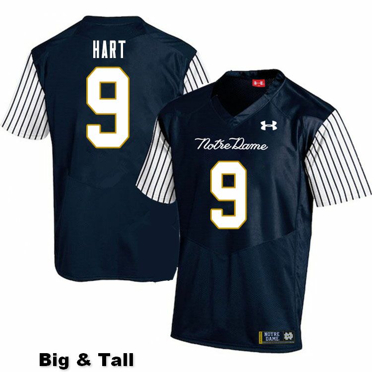 Men's NCAA Notre Dame Fighting Irish #9 Cam Hart Stitched College Under Armour Authentic Navy Big & Tall Alternate Football Jersey KL10P58UP